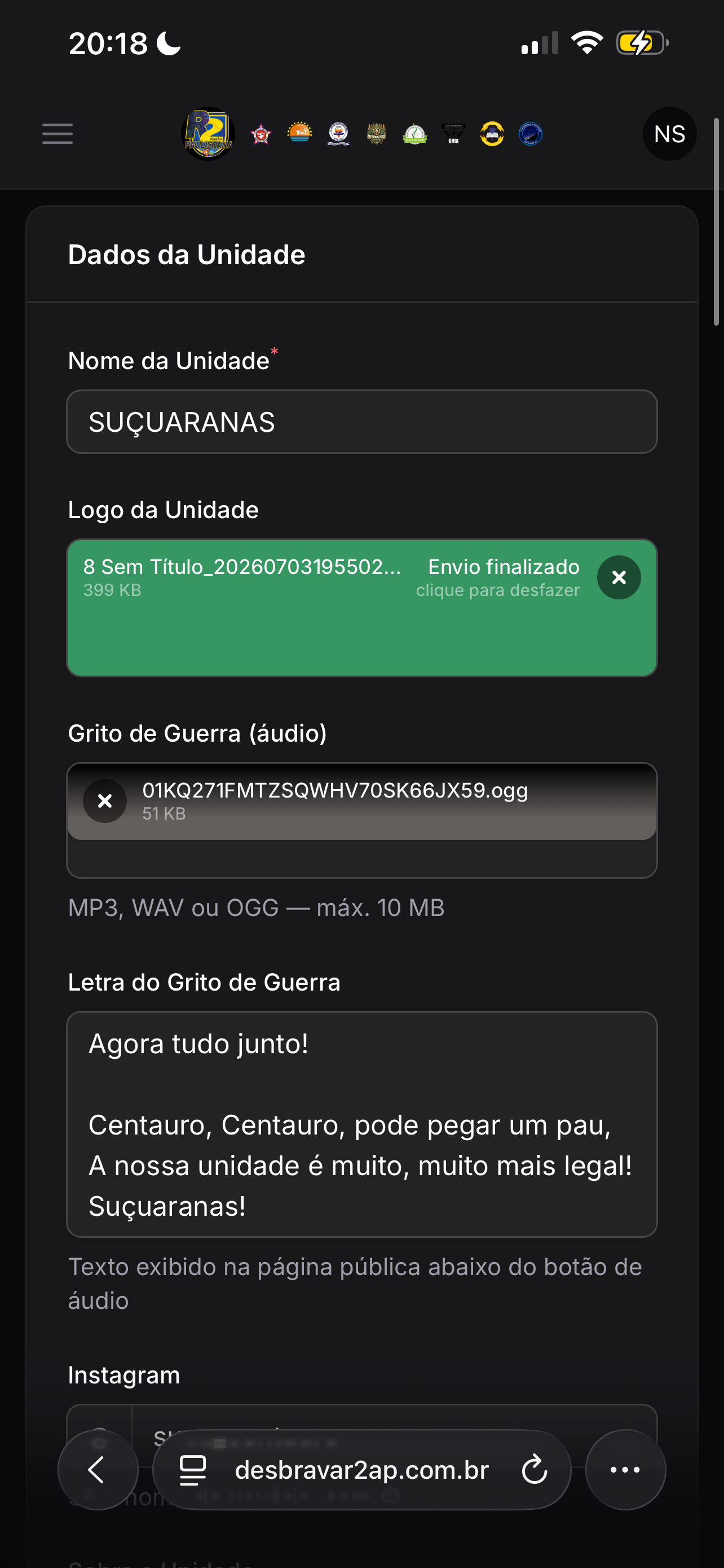 Evidência Grito de Guerra Áudio